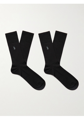 Polo Ralph Lauren - Two-Pack Logo-Embroidered Ribbed Cotton-Blend Socks - Men - Black - EU 39/42