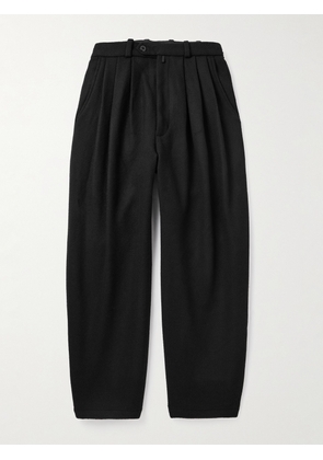 Monitaly - Triple Tuck Wide-Leg Basketweave Wool-Blend Trousers - Men - Black - UK/US 30