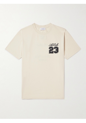 Off-White - Logo-Embroidered Cotton-Jersey T-Shirt - Men - Neutrals - XS