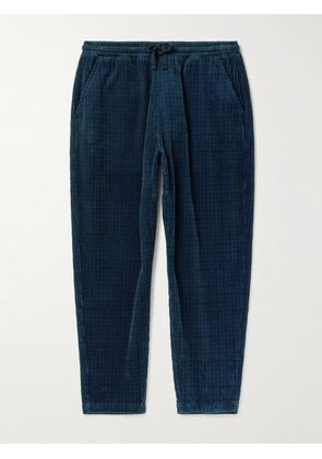 Universal Works - Straight-Leg Houndstooth Cotton-Corduroy Drawstring Trousers - Men - Blue - UK/US 28