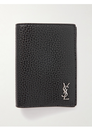 SAINT LAURENT - Tiny Cassandre Logo-Appliquéd Full-Grain Leather Bifold Wallet - Men - Black