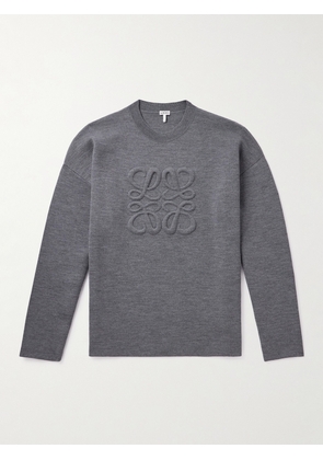 LOEWE - Logo-Embroidered Wool-Blend Sweater - Men - Gray - XS