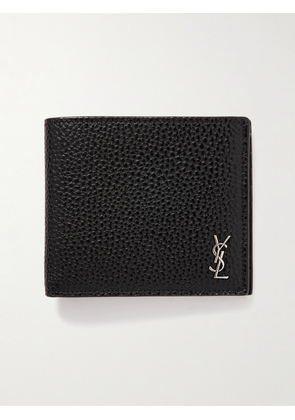 SAINT LAURENT - Tiny Cassandre Logo-Appliquéd Full-Grain Leather Billfold Wallet - Men - Black