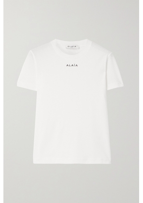 Alaïa - Archetypes Embroidered Cotton-jersey T-shirt - White - FR34,FR36,FR38,FR40,FR42,FR44,FR46