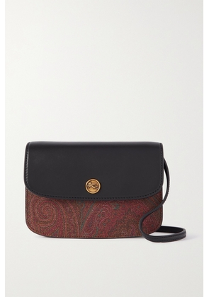 Etro - Leather-trimmed Paisley-print Coated-canvas Shoulder Bag - Brown - One size