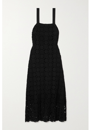 Miguelina - Blake Grosgrained-trimmed Cotton Guipure Lace Midi Dress - Black - x small,small,medium,large