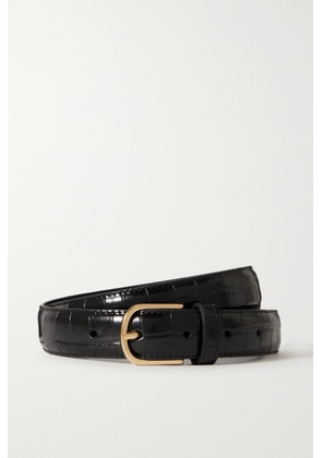 TOTEME - Croc-effect Leather Belt - Black - 70,80,90