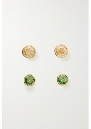 Roxanne Assoulin - Emerald City Two Pairs Of Gold-tone Crystal Earrings - Green - One size