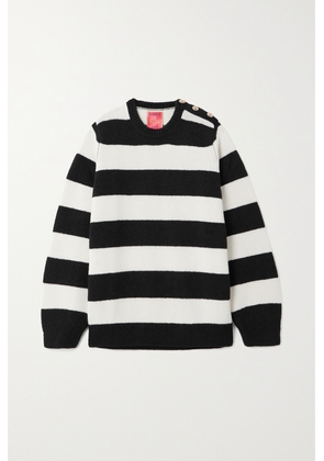 Barrie - + Sofia Coppola Embellished Striped Cashmere, Wool And Silk-blend Sweater - Black - x small,small,medium,large,x large