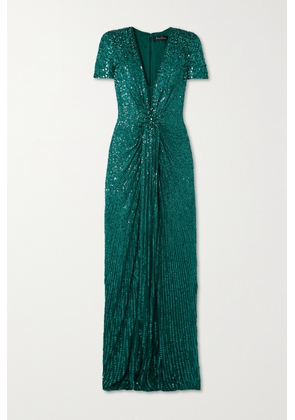 Jenny Packham - Momoka Embellished Sequined Tulle Gown - Green - UK 6,UK 8,UK 10,UK 12,UK 14,UK 16,UK 18
