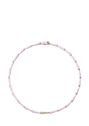 Melissa Kaye 18kt rose gold Lola enamel link necklace - Pink