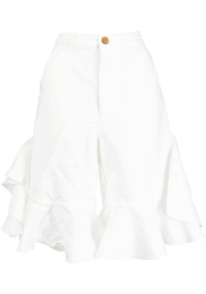 Comme Des Garçons Shirt ruffle-trim knee-length shorts - White