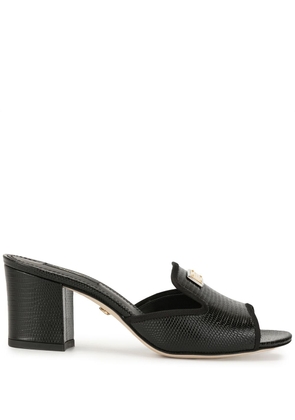 Dolce & Gabbana lizard-effect block-heel sandals - Black