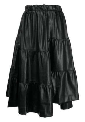 b+ab faux-leather tiered midi skirt - Black