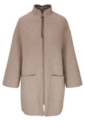 Agnona zip-fastening cashmere coat - Neutrals