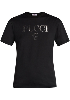PUCCI logo-flocked cotton T-shirt - Black