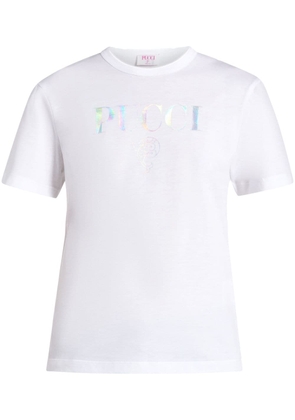PUCCI logo-flocked cotton T-shirt - White