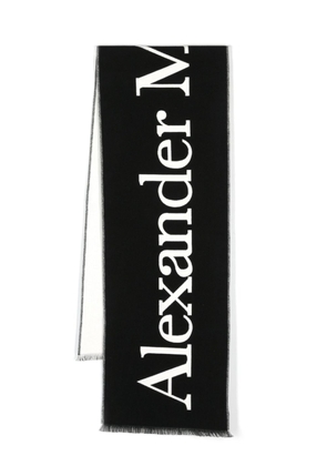 Alexander McQueen logo-jacquard cotton scarf - Black