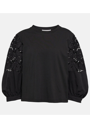 See By Chloé Lace-trimmed cotton blouse