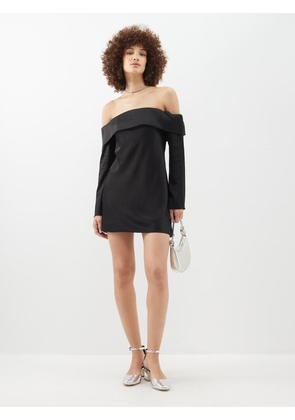 Reformation - Maves Off-the-shoulder Satin Mini Dress - Womens - Black