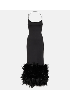 The Attico Feather-trimmed jersey maxi dress