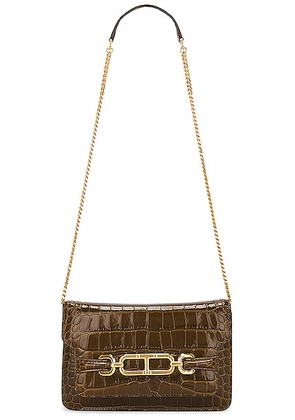 TOM FORD Stamped Croc Whitney Small Shoulder Bag in Khaki - Tan. Size all.