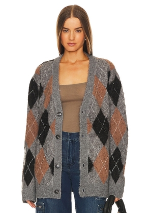 WAO Argyle Sweater Cardigan in Grey. Size M, S, XL/1X, XS.