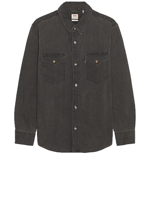 LEVI'S Relaxed Fit Western Shirt in Black. Size S.