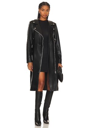 Steve Madden Kenna Faux Leather Coat in Black. Size M, S, XL, XS.
