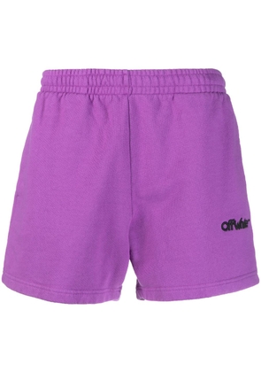 Off-White logo-embroidered track shorts - Purple