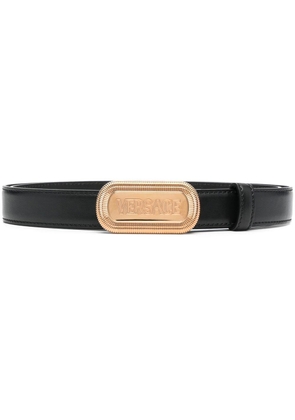 Versace logo-plaque leather belt - Black