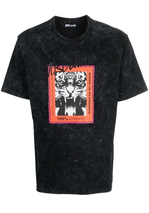 Just Cavalli logo print-embellished cotton T-shirt - Black
