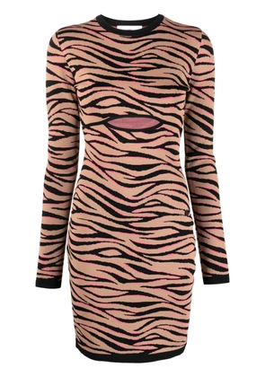 Chiara Ferragni zebra-pattern cut-out dress - Brown