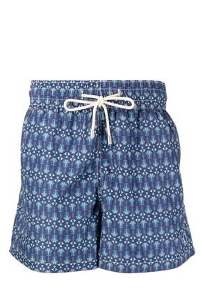 Arrels Barcelona geometric floral-pattern swim shorts - Blue