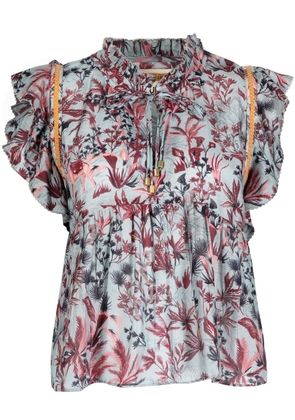 Chufy floral-print ruffled blouse - Red