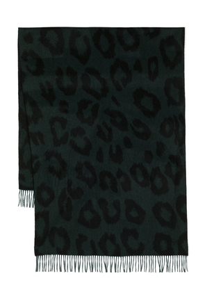 Mulberry leopard-pattern fringed scarf - Green