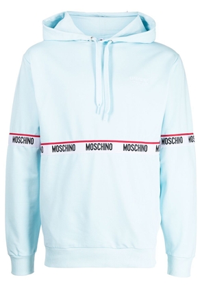 Moschino logo-tape cotton hoodie - Blue