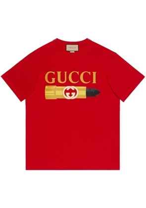 Gucci lipstick-print cotton T-shirt - Red