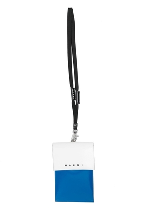 Marni logo-print panelled messenger bag - Blue