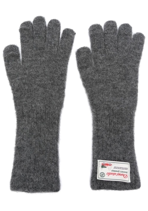 DUNST logo-patch knitted gloves - Grey