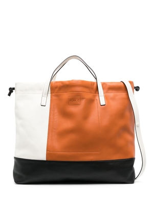 Plan C colour-block leather tote bag - Orange
