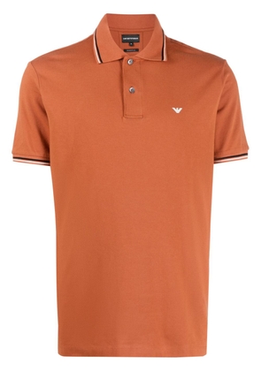 Emporio Armani striped-trim short-sleeve polo shirt - Orange