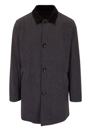 Kiton mélange-effect single-breasted wool blend coat - Grey