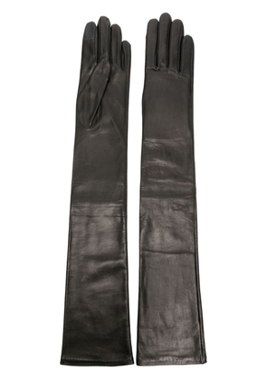 Agnelle Glamour long leather gloves - Black