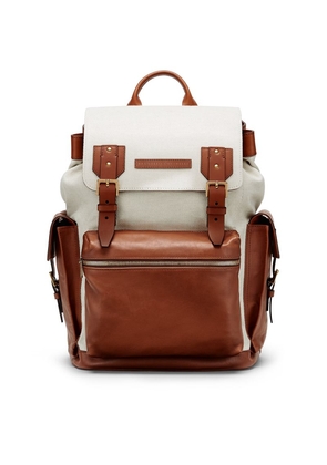 Brunello Cucinelli Leather-Canvas Backpack