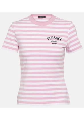 Versace Striped cotton-blend jersey T-shirt