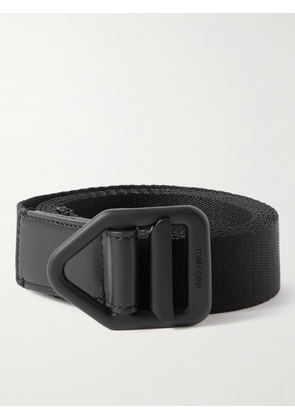 TOM FORD - 4cm Leather-Trimmed Canvas Belt - Men - Black - M