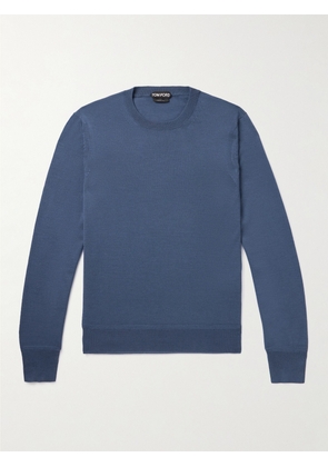TOM FORD - Slim-Fit Cashmere Silk-Blend Sweater - Men - Blue - IT 44