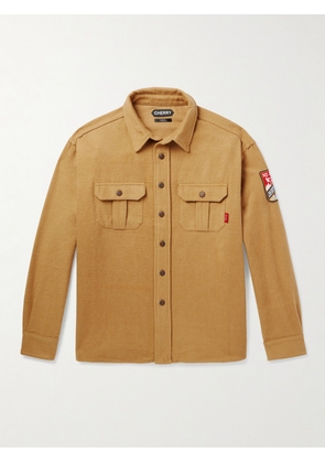 Cherry Los Angeles - Logo-Appliquéd Brushed-Cotton Shirt - Men - Neutrals - S