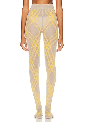 Burberry Printed Tights in Limestone & Mimosa - Yellow. Size M (also in S).